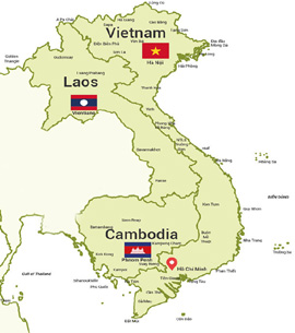 Indochina Map, Vietnam Cambodia Laos